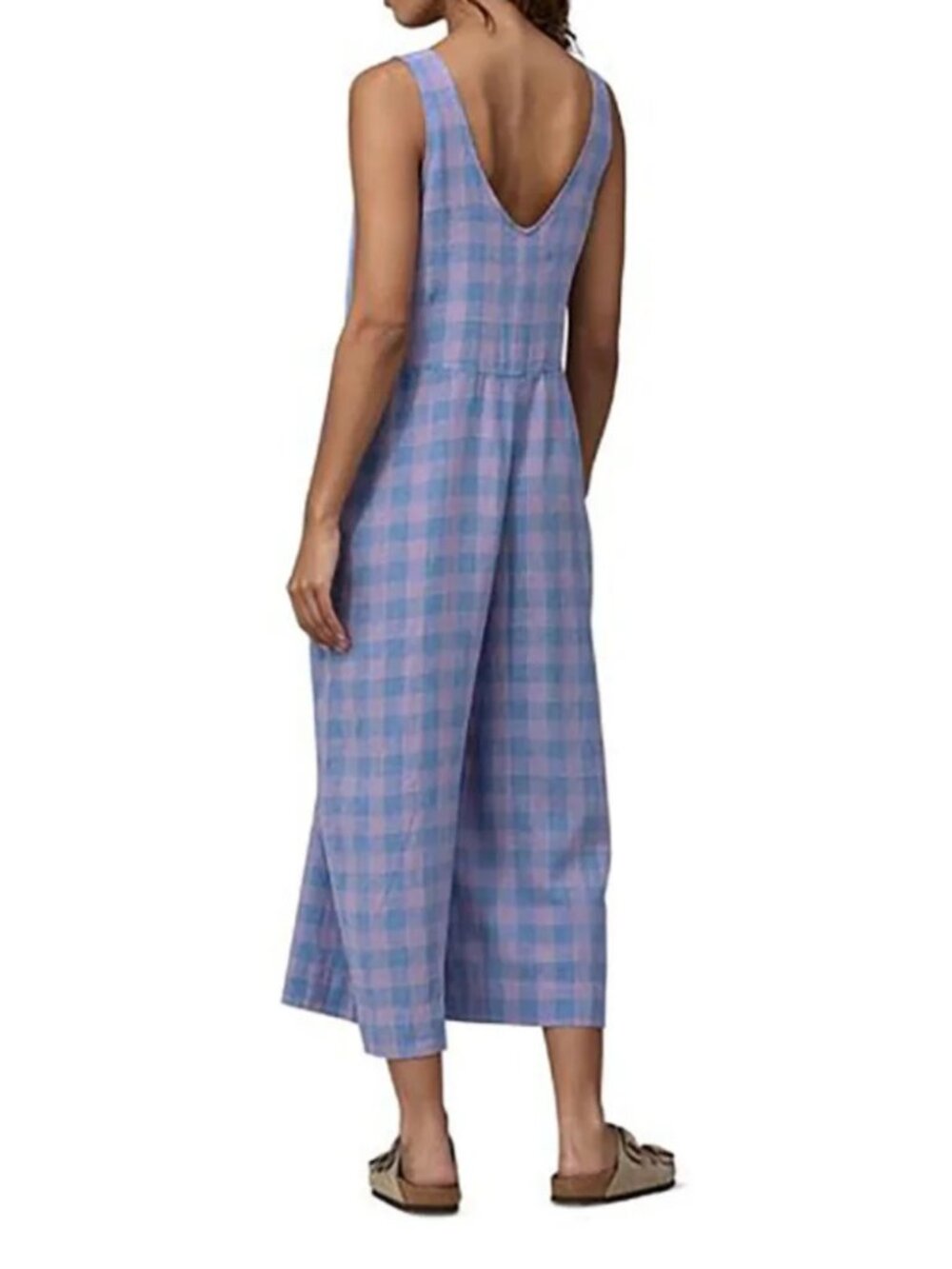 Patagonia Garden Island Blue Pink Plaid Jumpsuit Medium - Picture 2 of 12